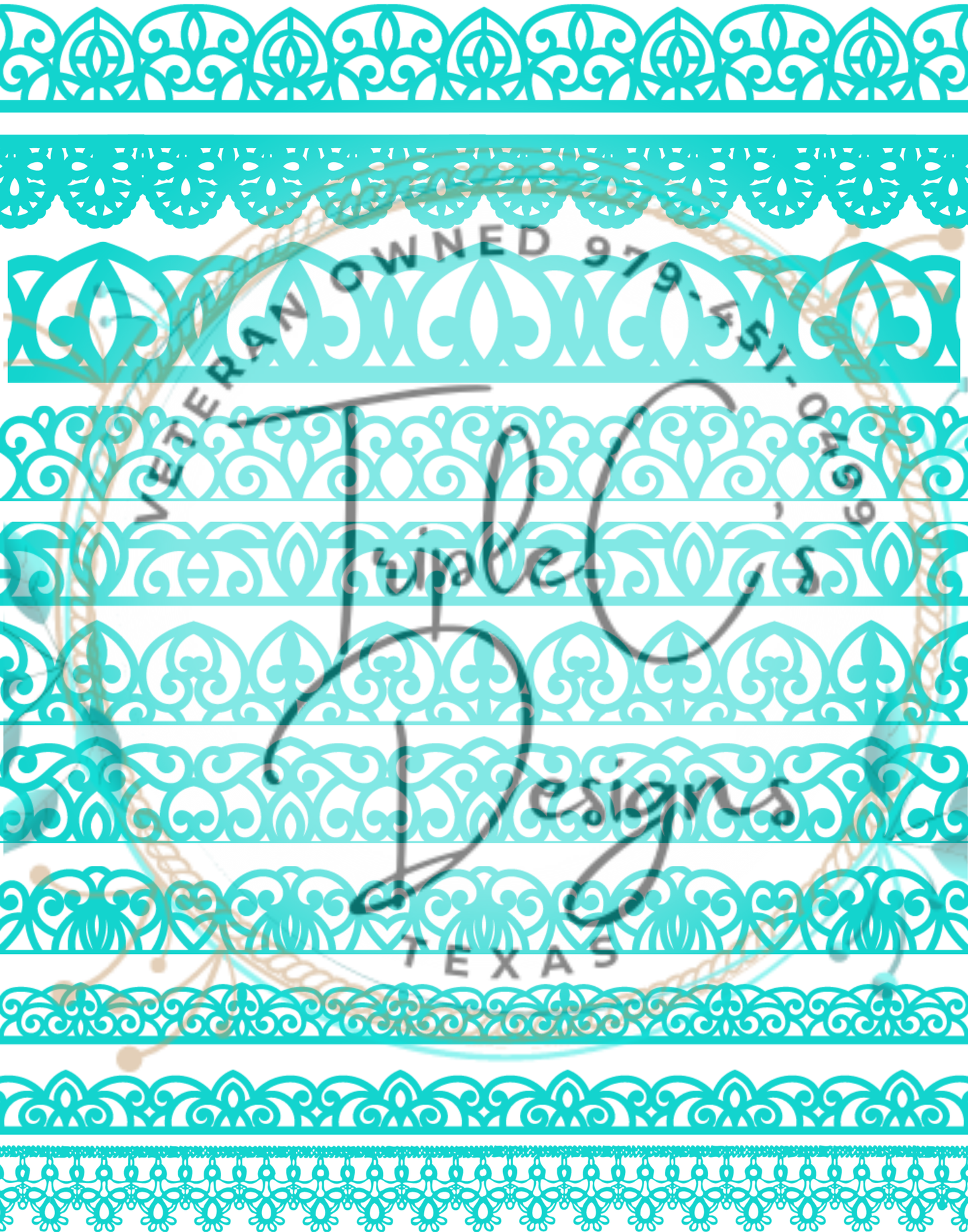 Teal Lace Strips 11 x 14 Theme