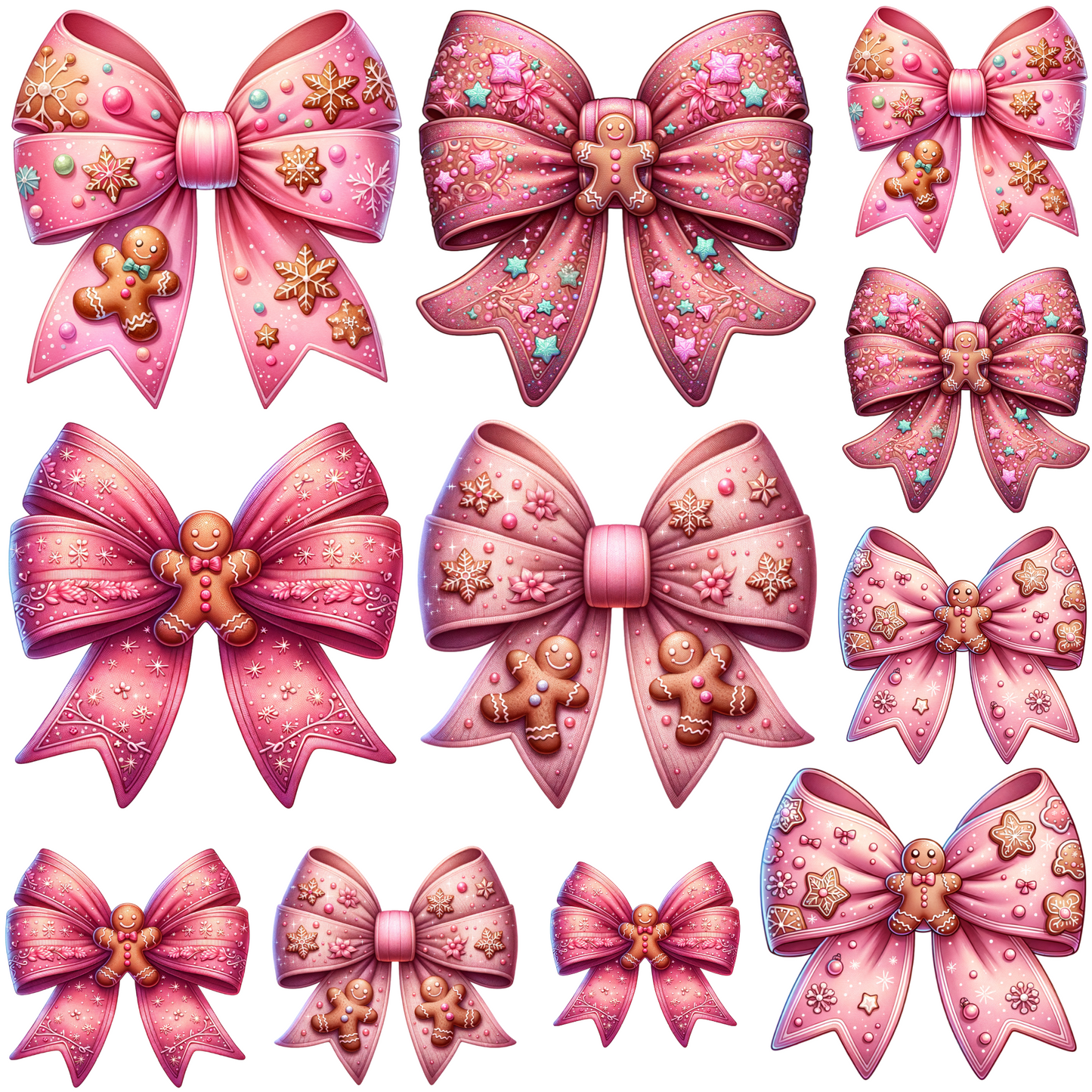 Pink Gingerbread Bow Element Sheet - MHR
