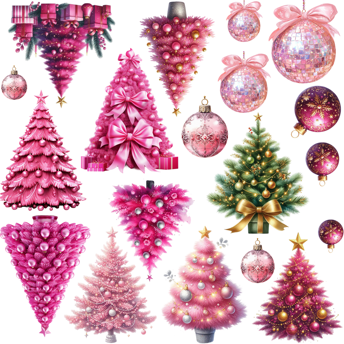 Pink Christmas Trees Element Sheet - MHR
