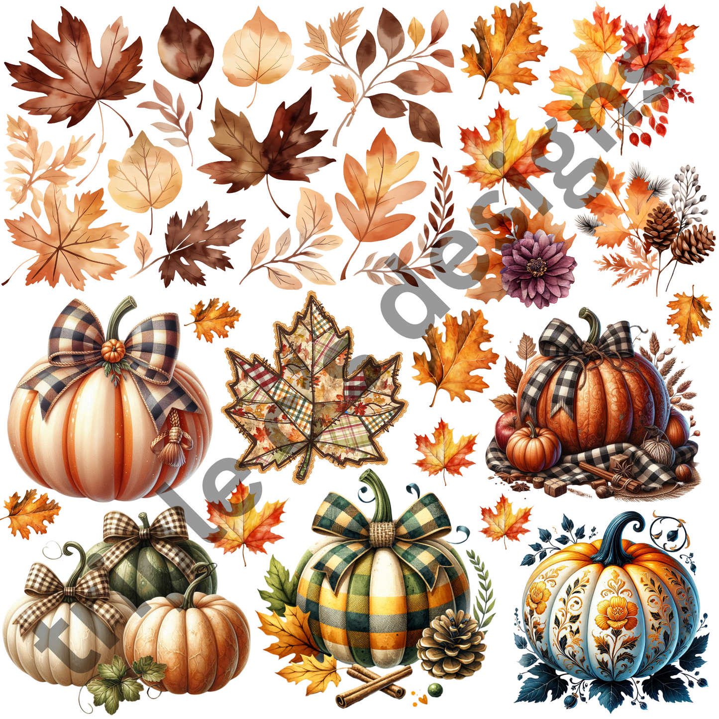 Fall Pumpkin & Leaves Element