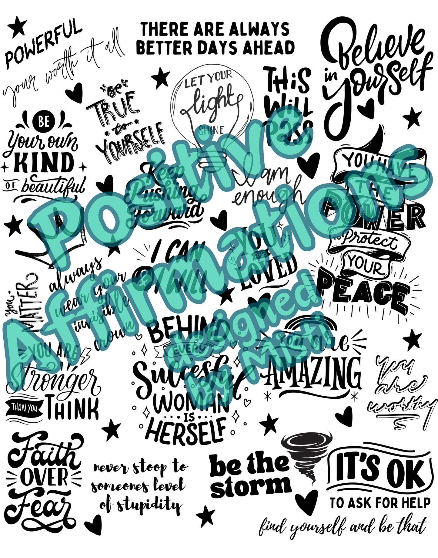 Positive Affirmations 11 x 14 Theme