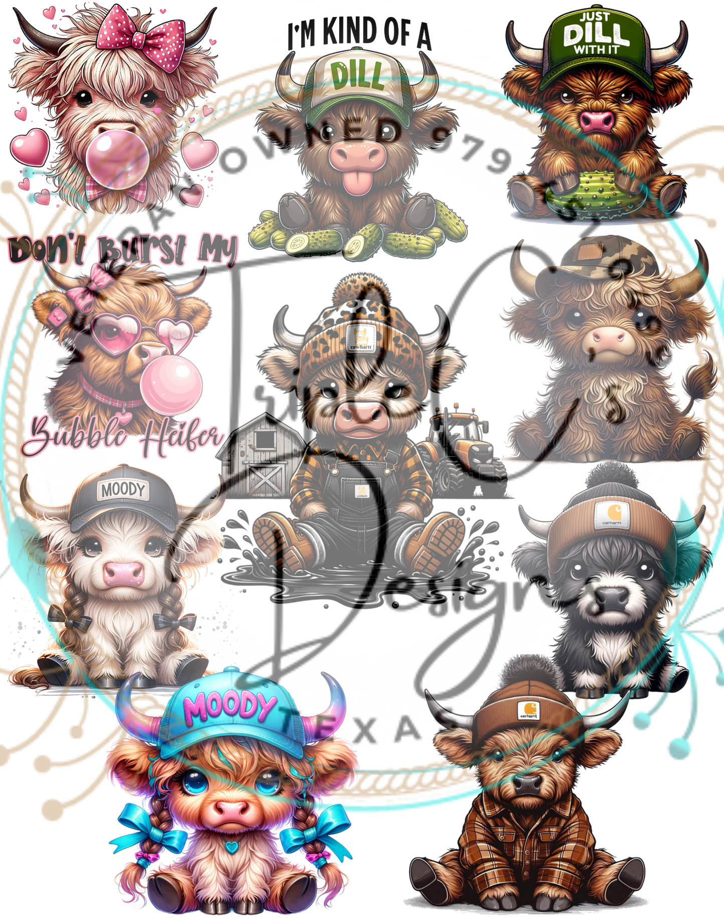 10 COWS - DTF Decal Bundle