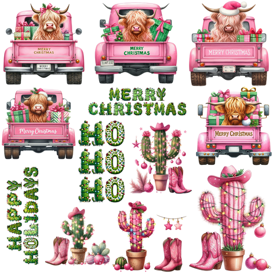 Pink Country Christmas Element Sheet - MHR