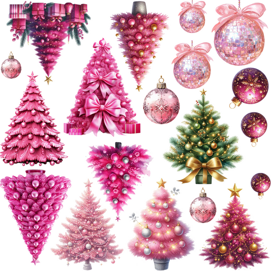Pink Christmas Trees Element Sheet - MHR