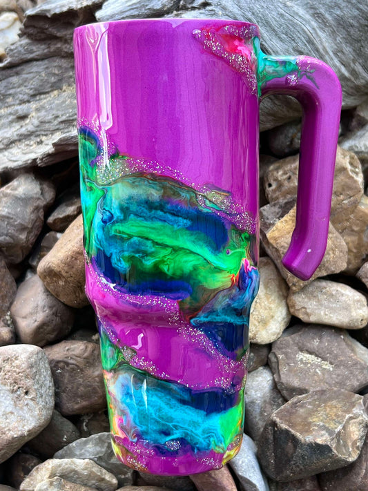 30 oz Magenta base with blue swirls