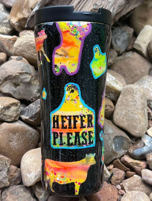 16 oz Travel Mug with Heifer Please